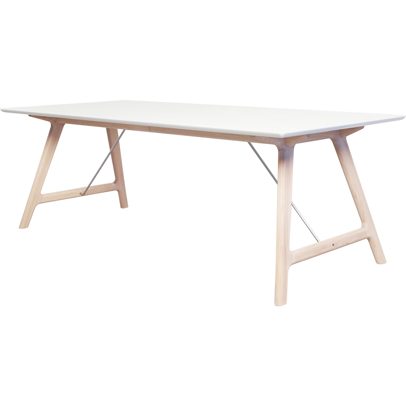 T7 Dining Table Extendable 95x220 cm, White/White Pigmented Oak