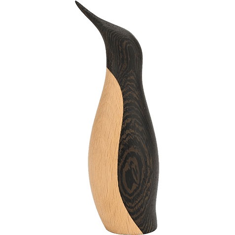 Wenge Wooden Figurine Penguin Black / Natural, 13 cm