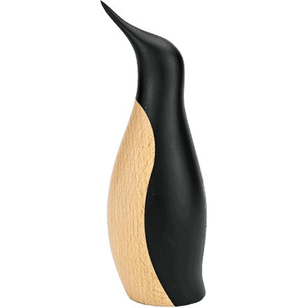 Wooden Figurine Penguin Black / Natural, 13 cm