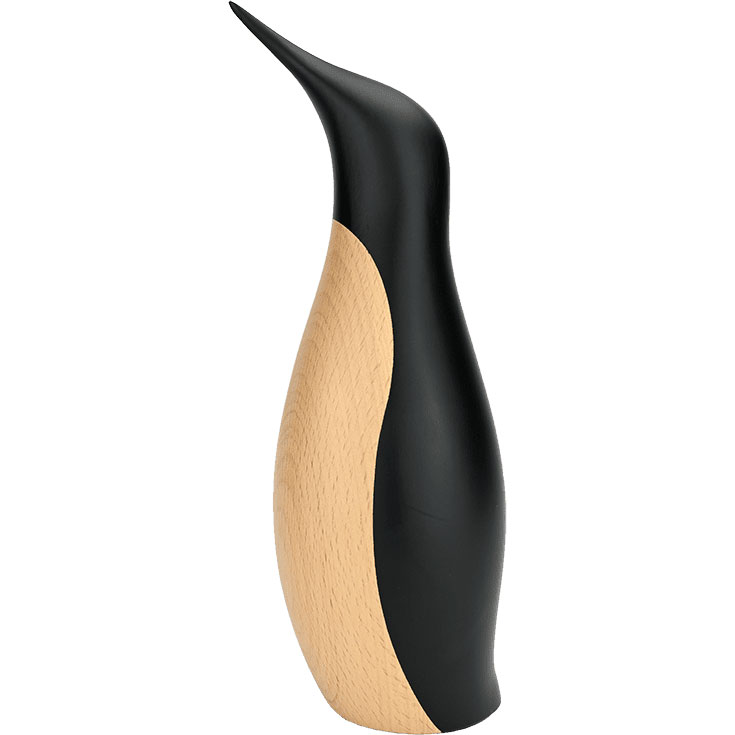 Wooden Figurine Penguin Black / Natural, 26 cm