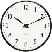 Station Wall Clock Black / White, 210 mm - Arne Jacobsen @ RoyalDesign.co.uk