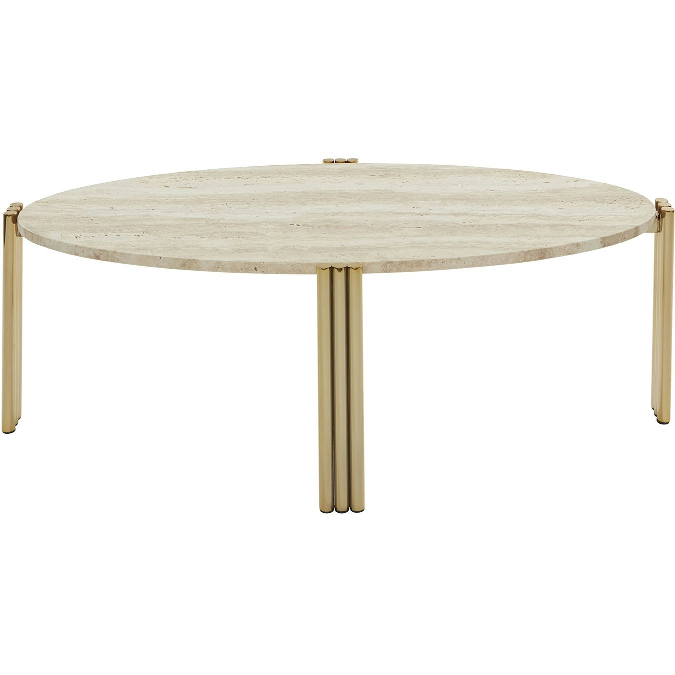 Tribus Coffee Table Oval, Gold / Travertine