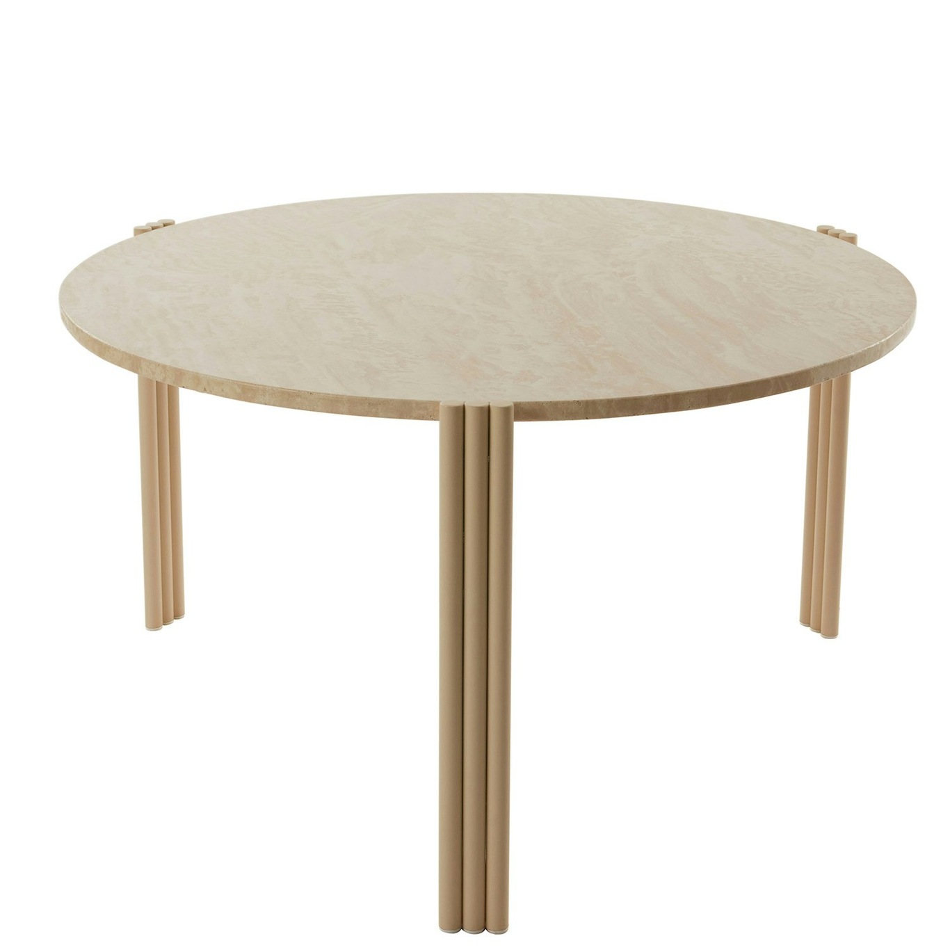 Tribus Coffee Table, Made of steel 80 cm, Sand/Travertine