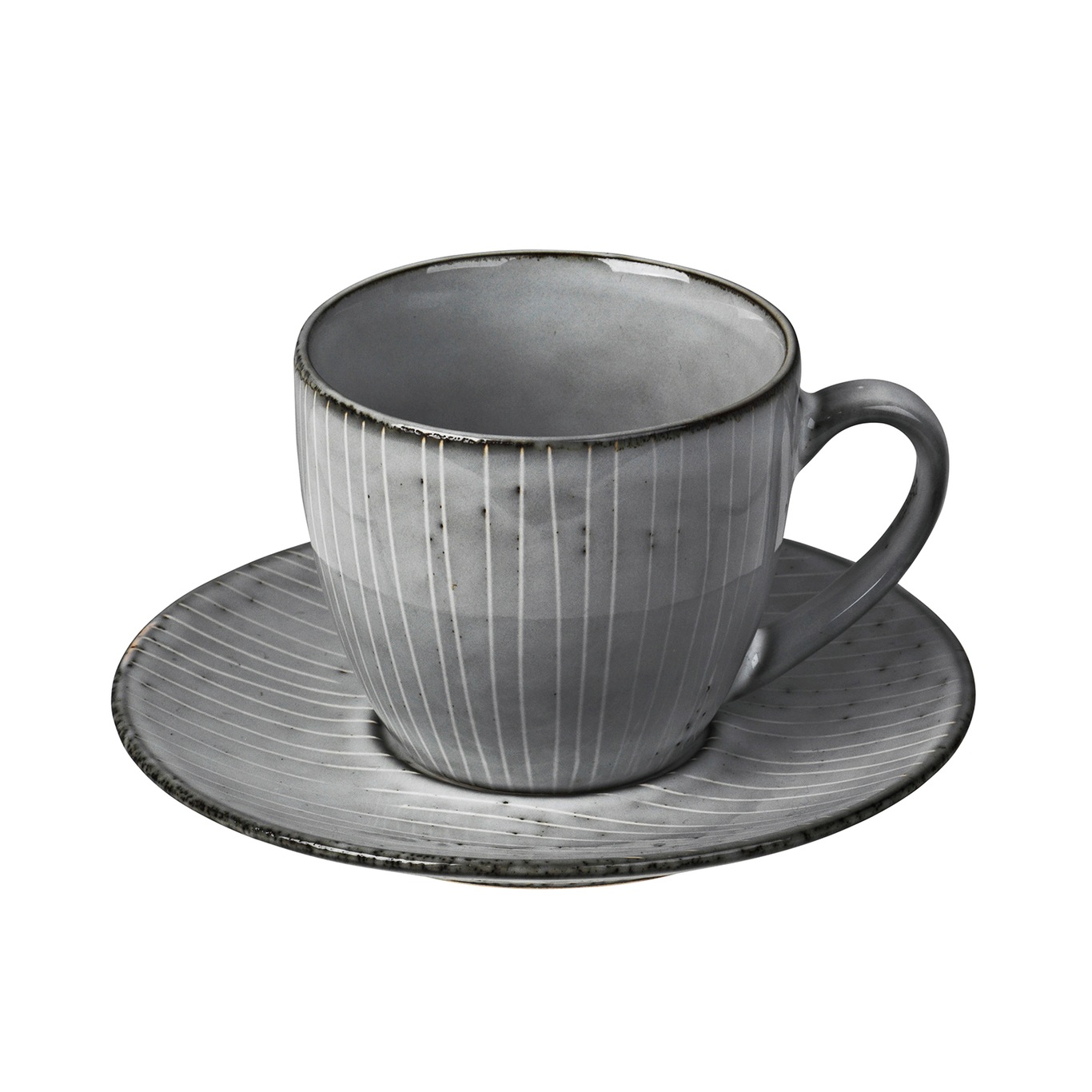 Nordic Sea Cup With Saucer 15 cl, Grey