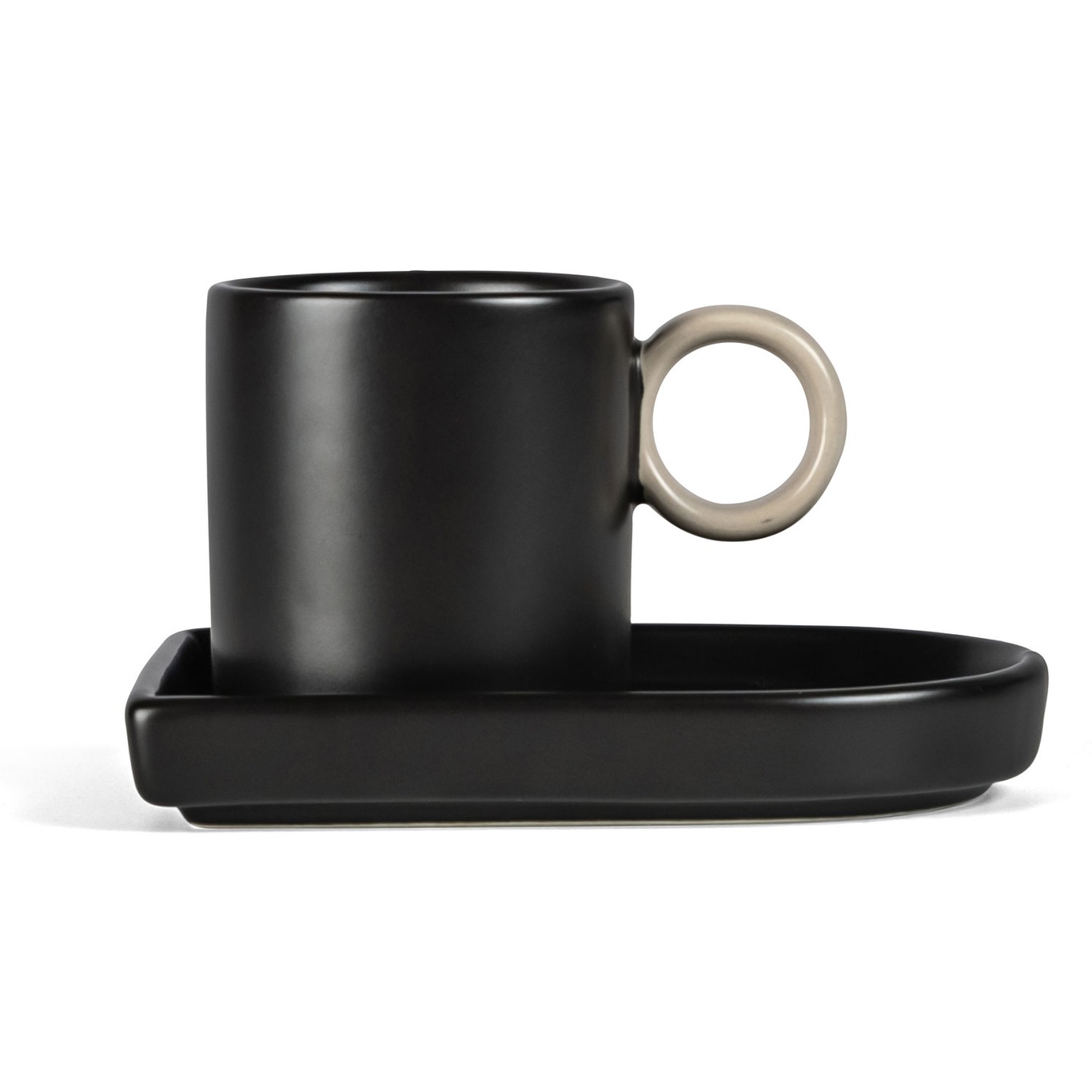 Niki Espressocup With Saucer, Black/Beige