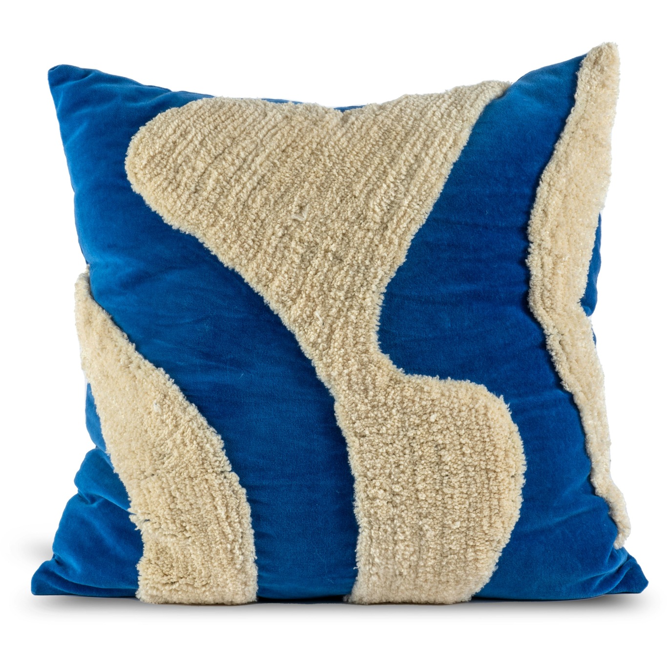 Fluffy Cushion 50x50 cm, Blue / Beige
