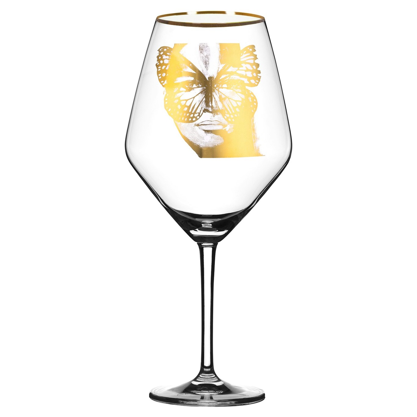 Golden Butterfly Red Wine Glass 75 cl, Gold