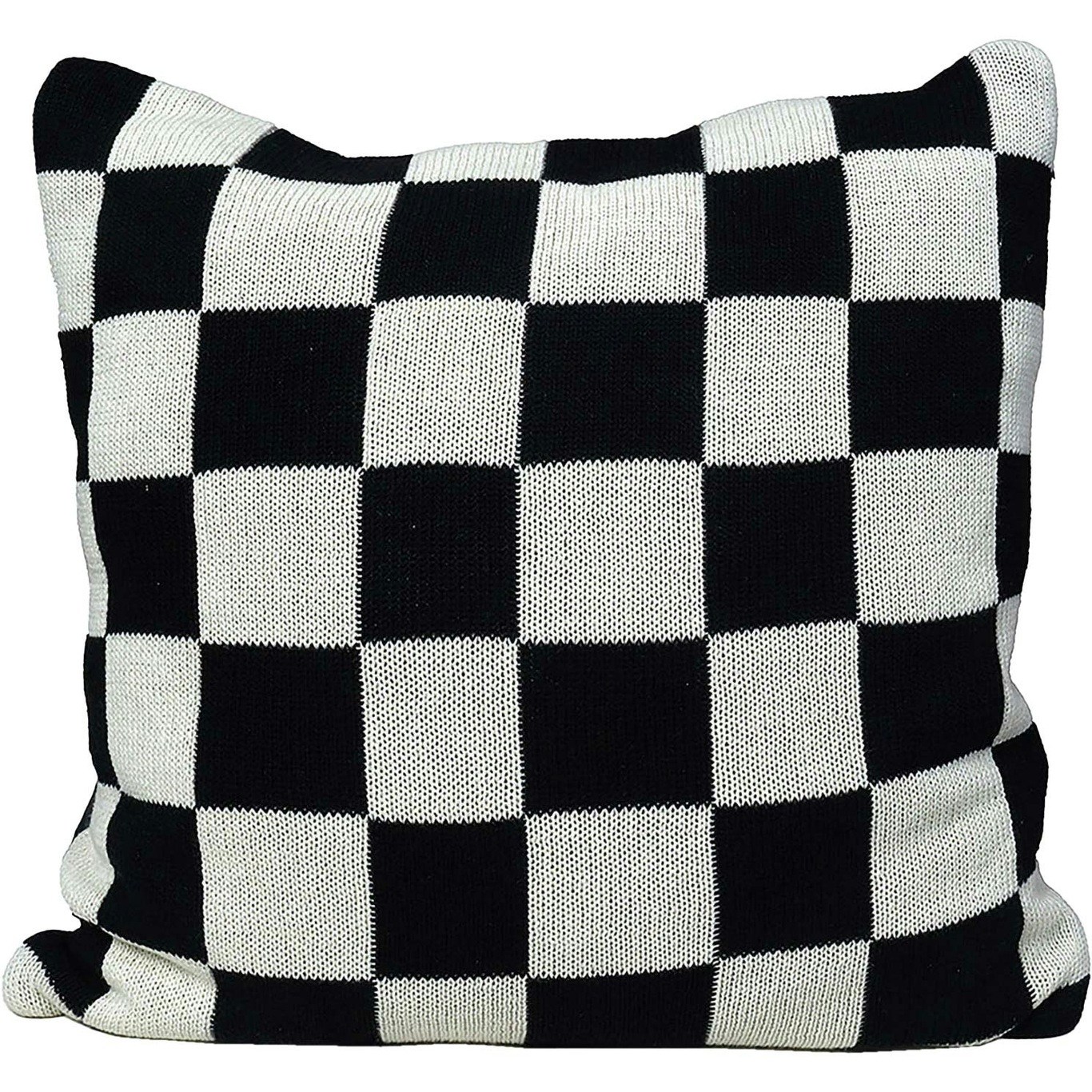 Knitted Check Cushion Cover 50x50 cm, Black