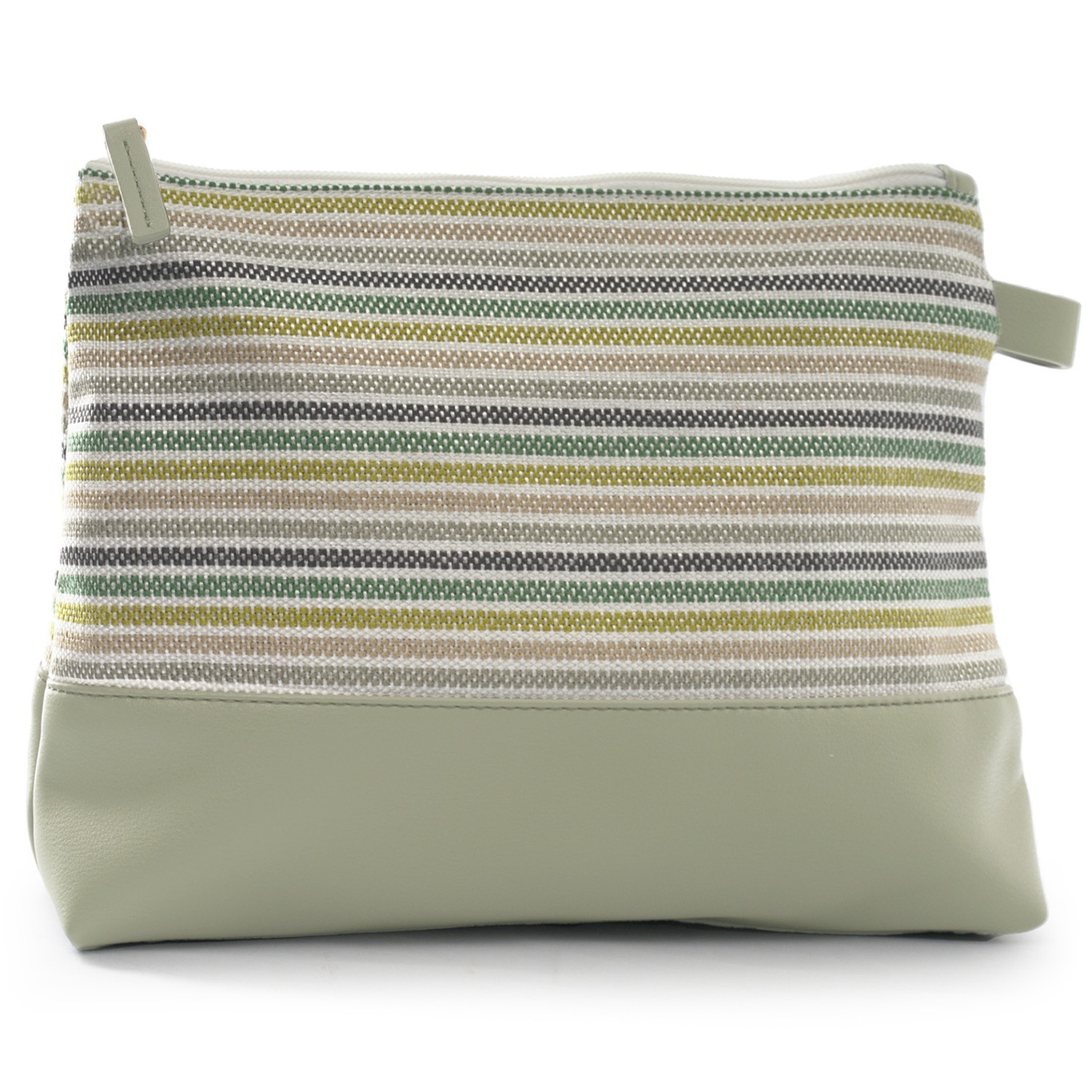 Striped Cosmetic Bag Green, M