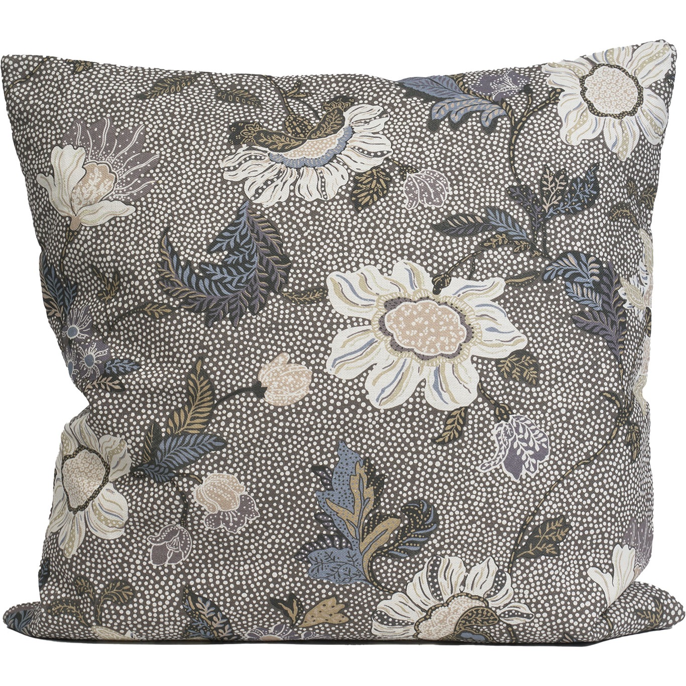 Flower Linen Cushion Cover 50x50 cm, Khaki