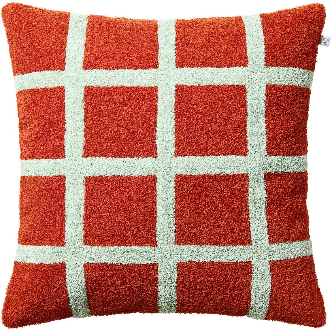 Check Cushion Cover 50x50 cm, Apricot Orange / Aqua