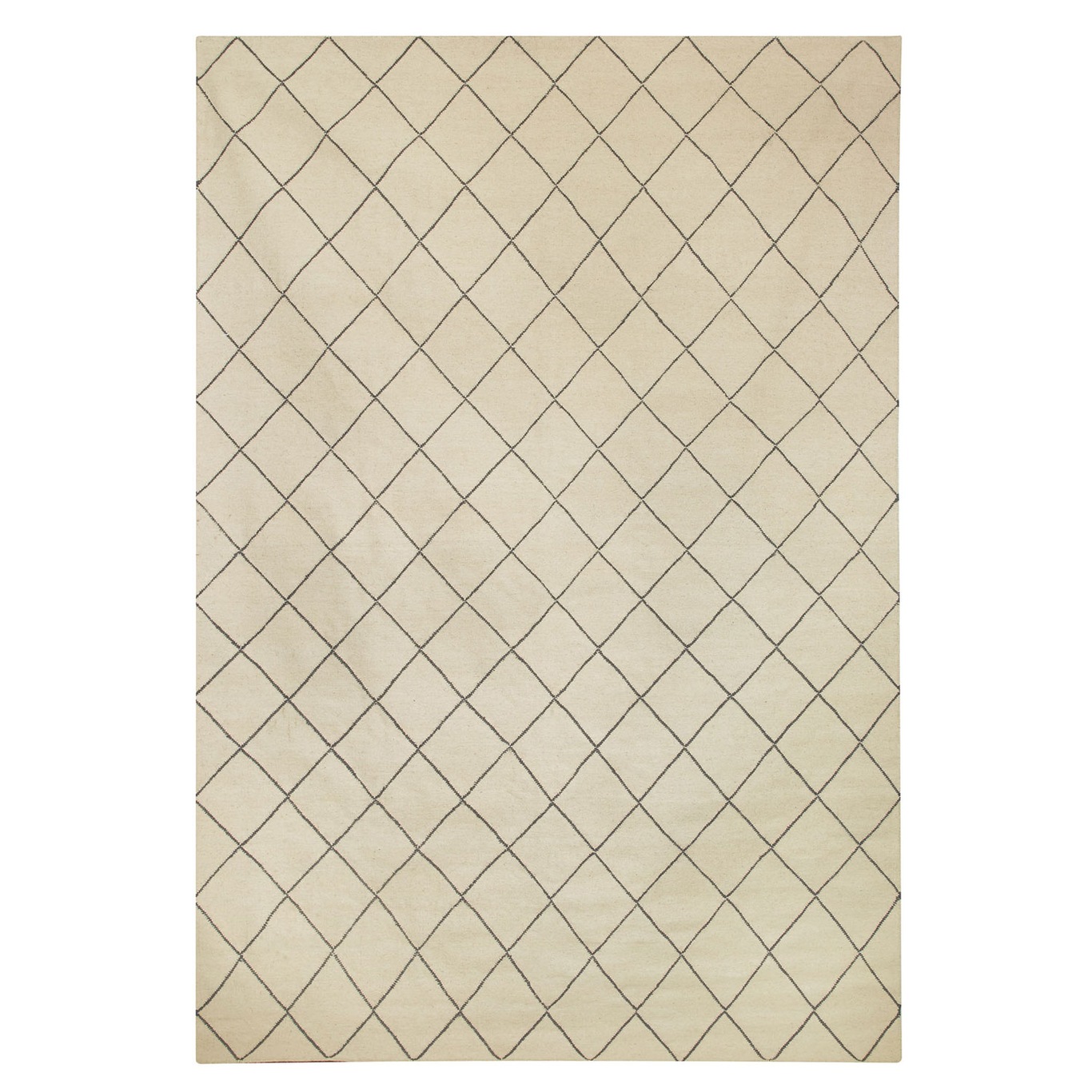 Dhurry Wool Diamond Rug 184x280 cm, Off White/Grey