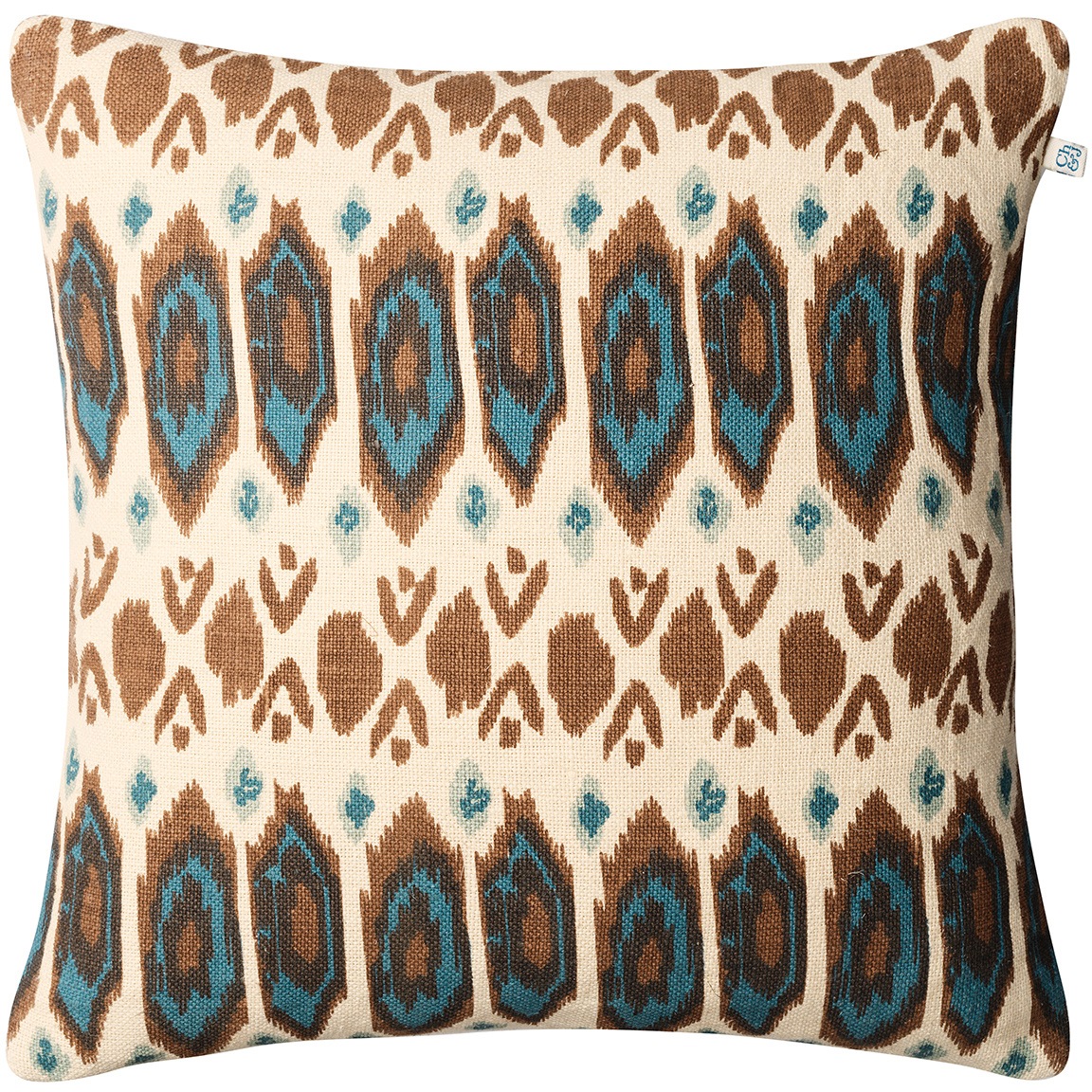 Ikat Bombay Cushion Cover 50x50 cm, Taupe / Heaven Blue / Aqua