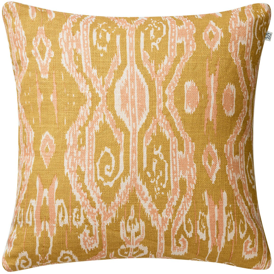 Ikat Madras Cushion Cover 50x50 cm, Spicy Yellow / Rose