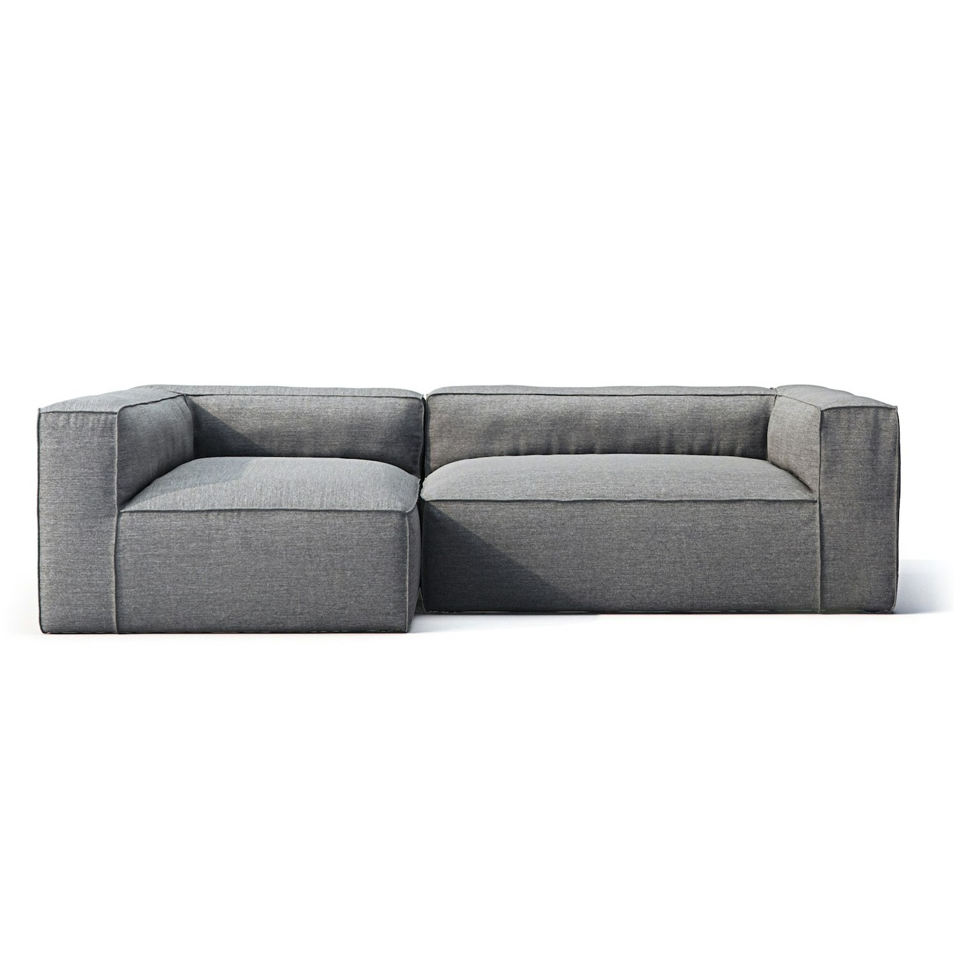 Grand Outdoor 3-seater Sofa Divan Left, Charcoal Chiné