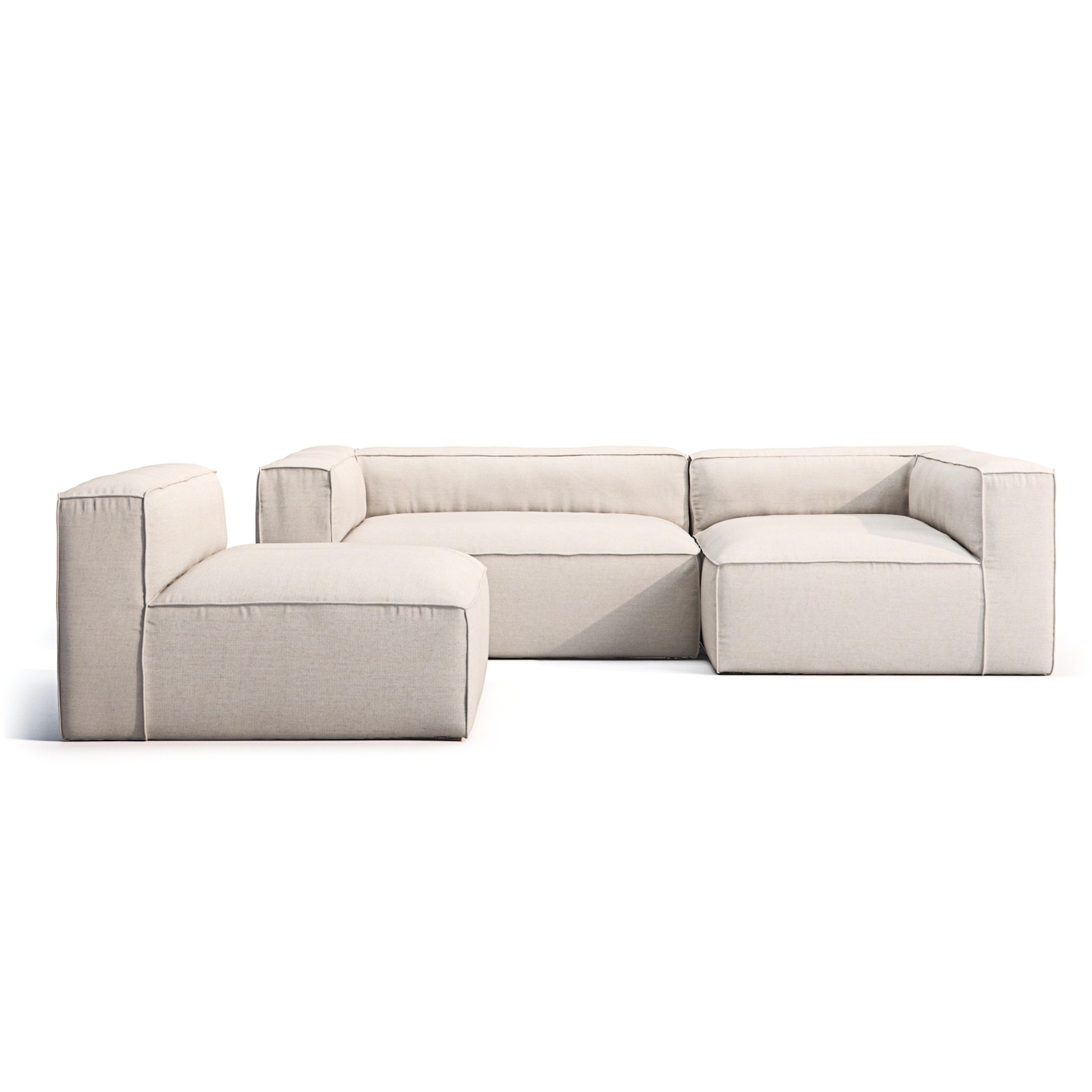 Jeg vil være stærk kubiske Hændelse Grand 3 Seater Sofa Divan Right With Armchair Outdoor, Linen Chalk -  Decotique @ RoyalDesign.co.uk