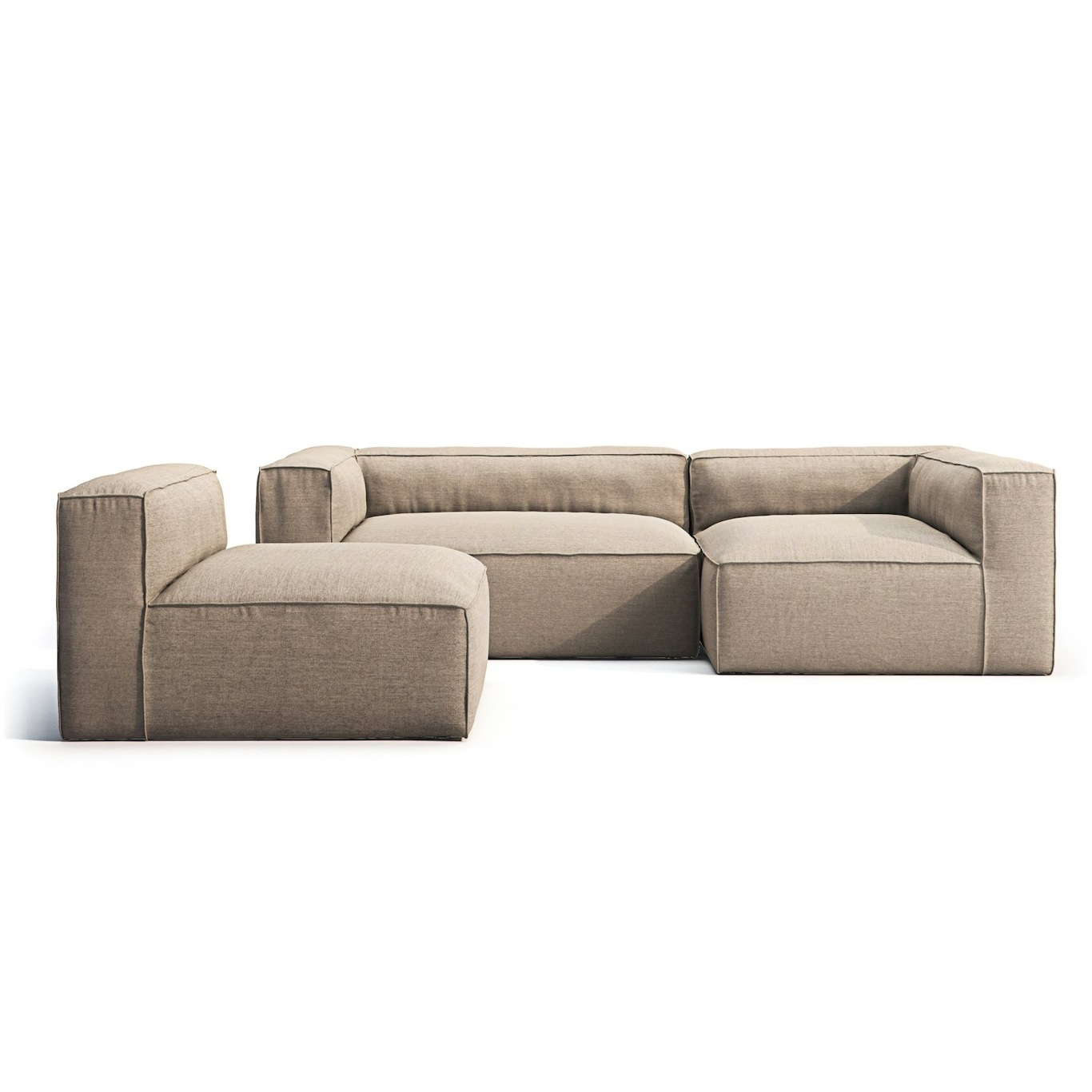 Grand Outdoor 3-seater Sofa Divan Right With Armchair, Heather Grey