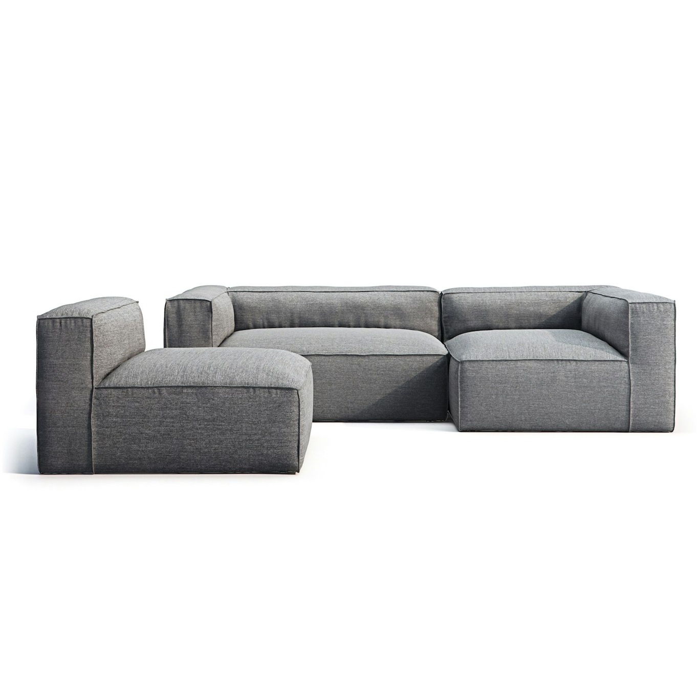 Grand Outdoor 3-seater Sofa Divan Right With Armchair, Charchoal Chiné