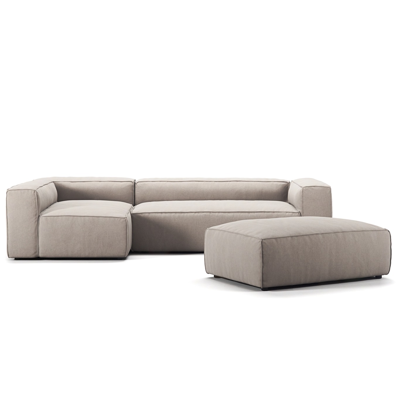 Grand 4 Seater Sofa Divan Left open end Piece With Footstool, Sandshell Beige