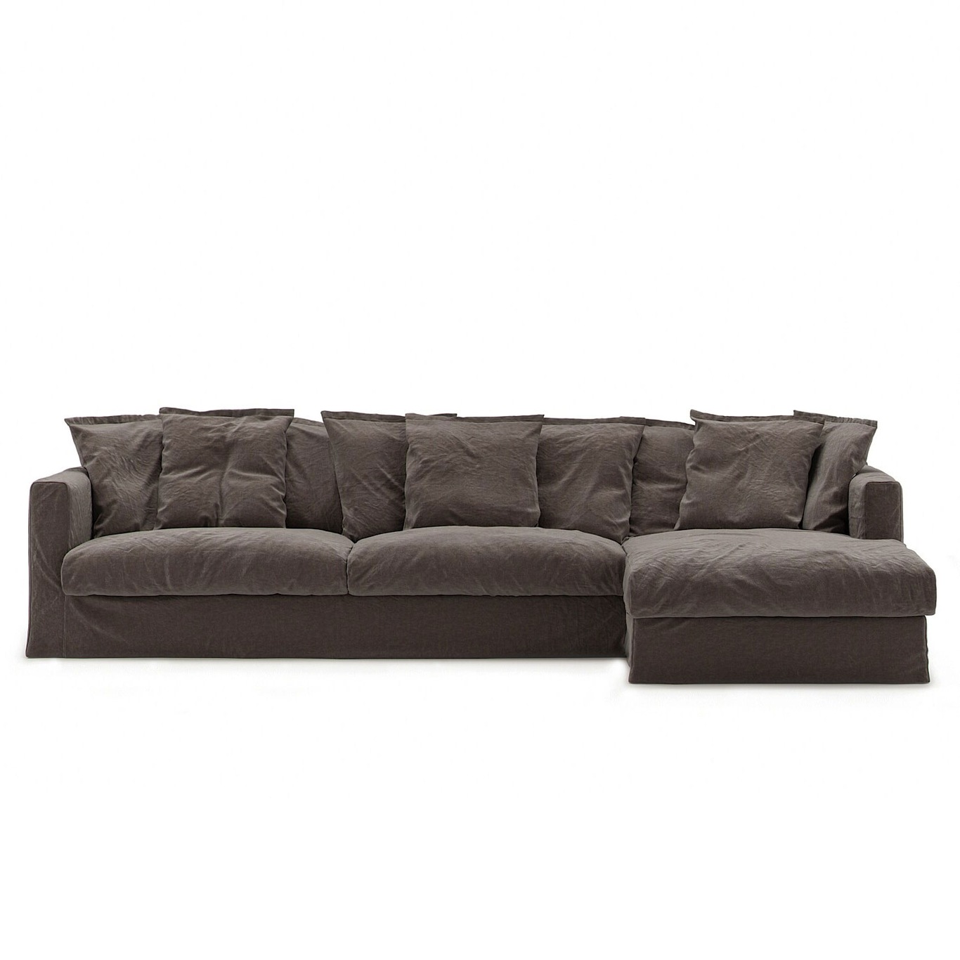 Le Grand Air 3 Seater Sofa Linen Divan Right, Truffle Brown