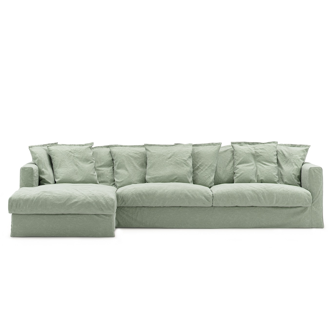 Le Grand Air 3 Seater Sofa Linen Divan Left, Green Pear