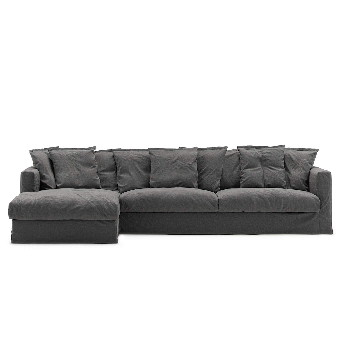 Le Grand Air 3 Seater Sofa Linen Divan Left, Carbon Dust