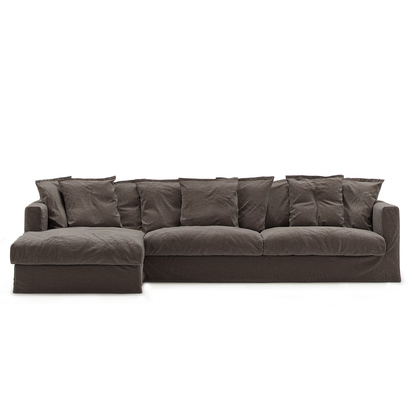 Le Grand Air 3 Seater Sofa Linen Divan Left, Truffle Brown