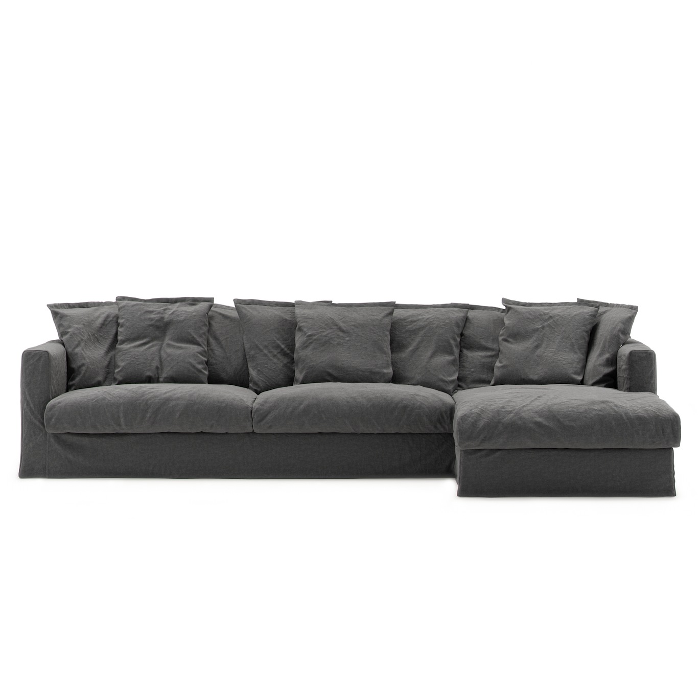 Le Grand Air 3 Seater Sofa Linen Divan Right, Carbon Dust