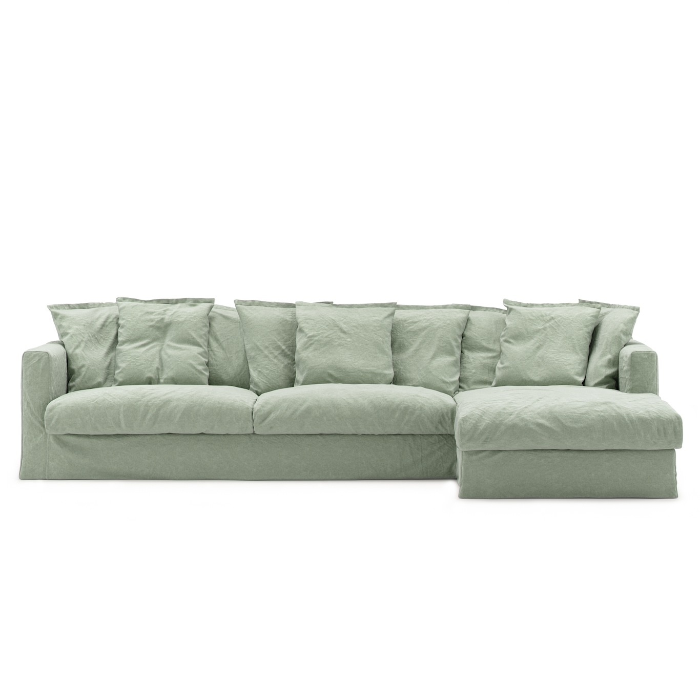 Le Grand Air 3 Seater Sofa Linen Divan Right, Green Pear