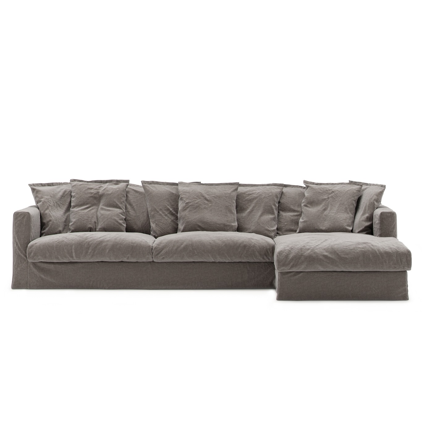 Le Grand Air 3 Seater Sofa Linen Divan Right, Smokey Granite