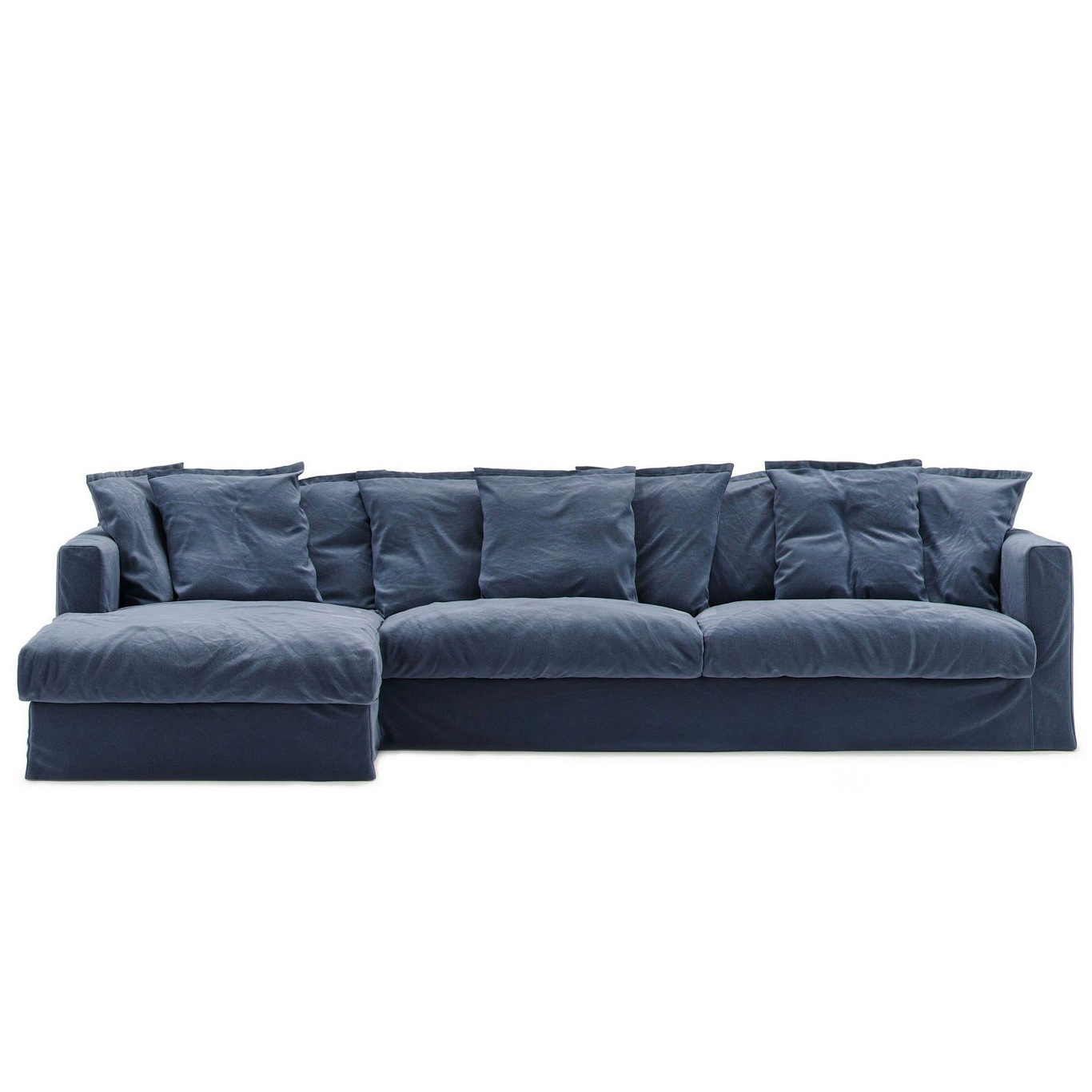 Le Grand Air Upholstery 3-Seater Cotton Divan Left, Blue