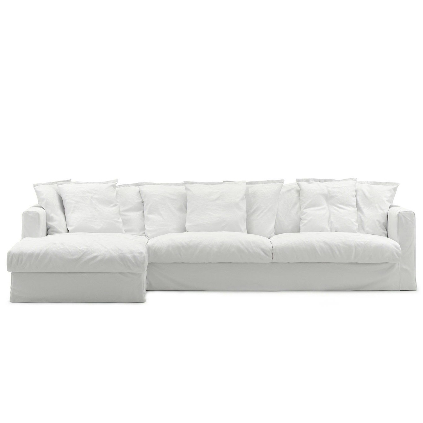 Le Grand Air Upholstery 3-Seater Cotton Divan Left, White