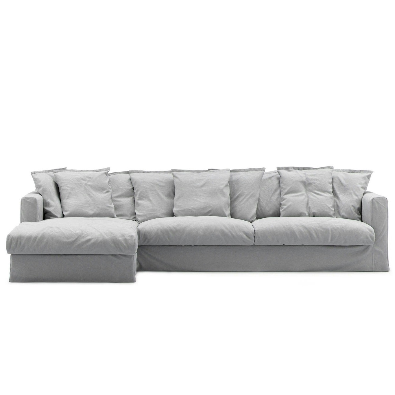 Le Grand Air Upholstery 3-Seater Cotton Divan Left, Light Grey
