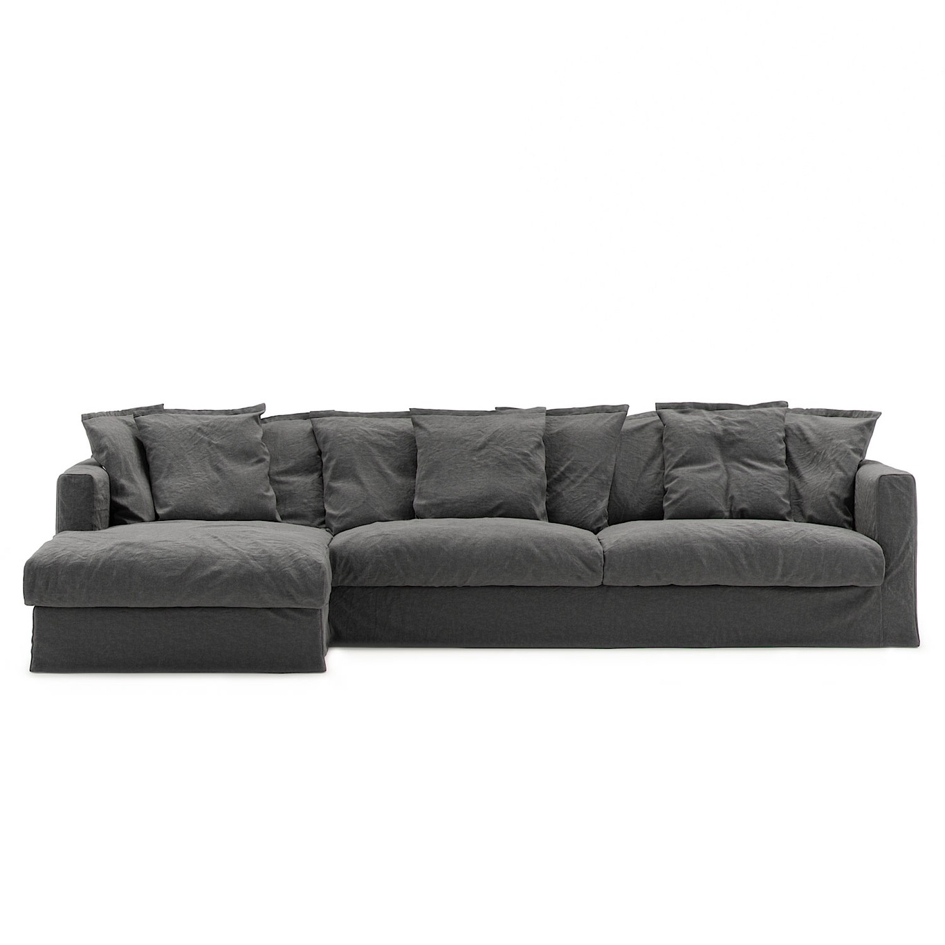 Le Grand Air 3-Seater Sofa Linen Divan Left, Carbon Dust