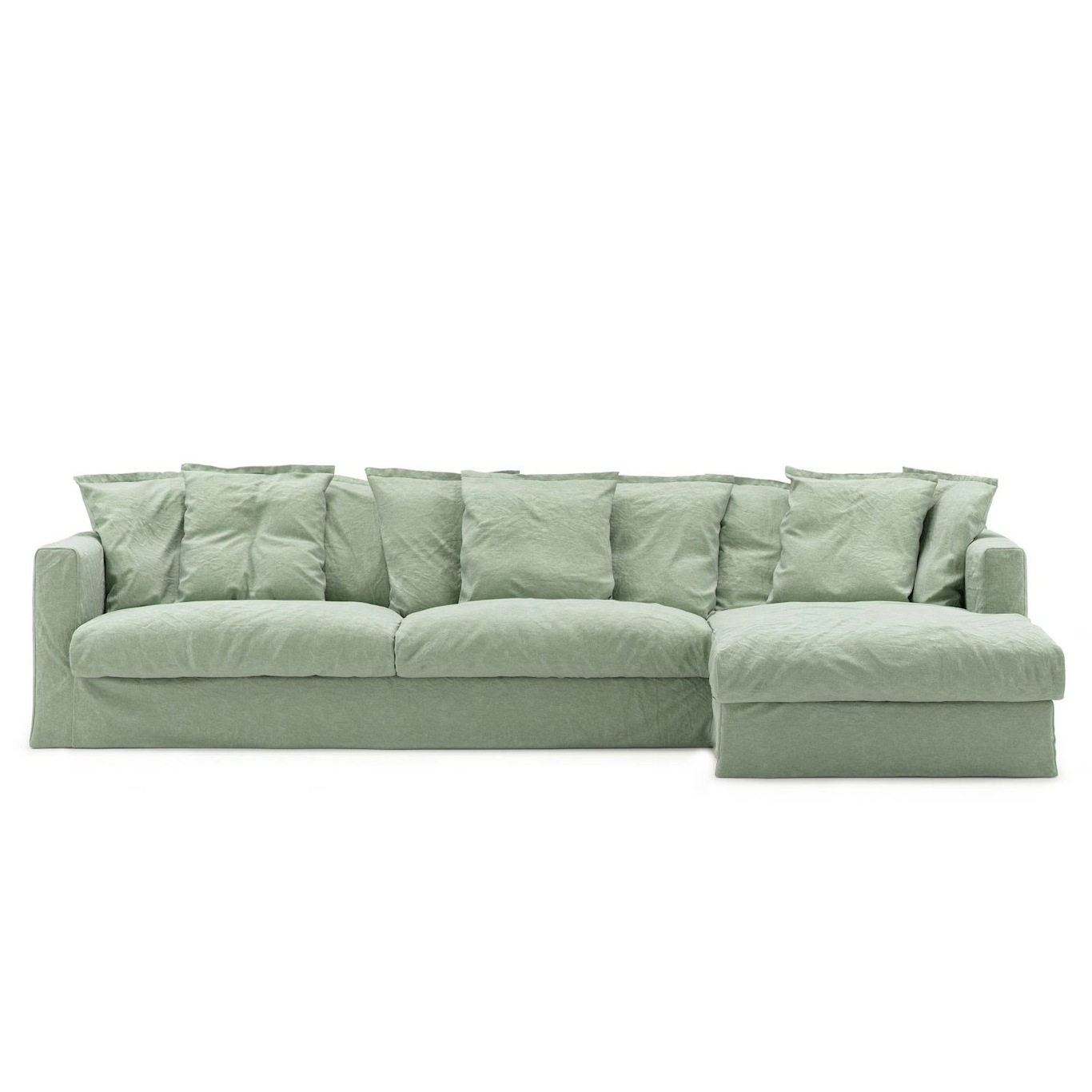 Le Grand Air Upholstery 3-Seater Linen Divan Right, Green Pear
