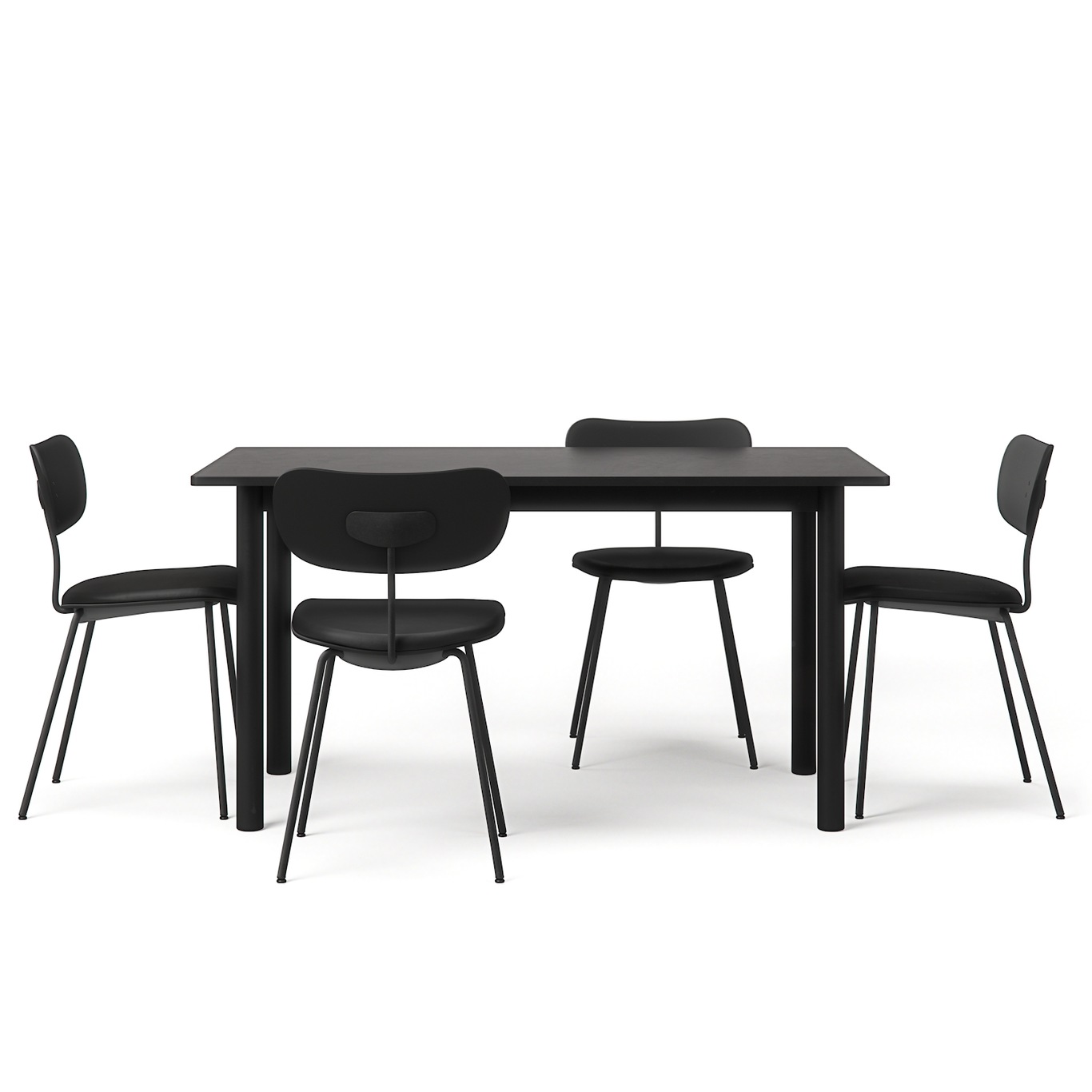 Milo/Habit Table Set 140 cm, Black / Black Leather
