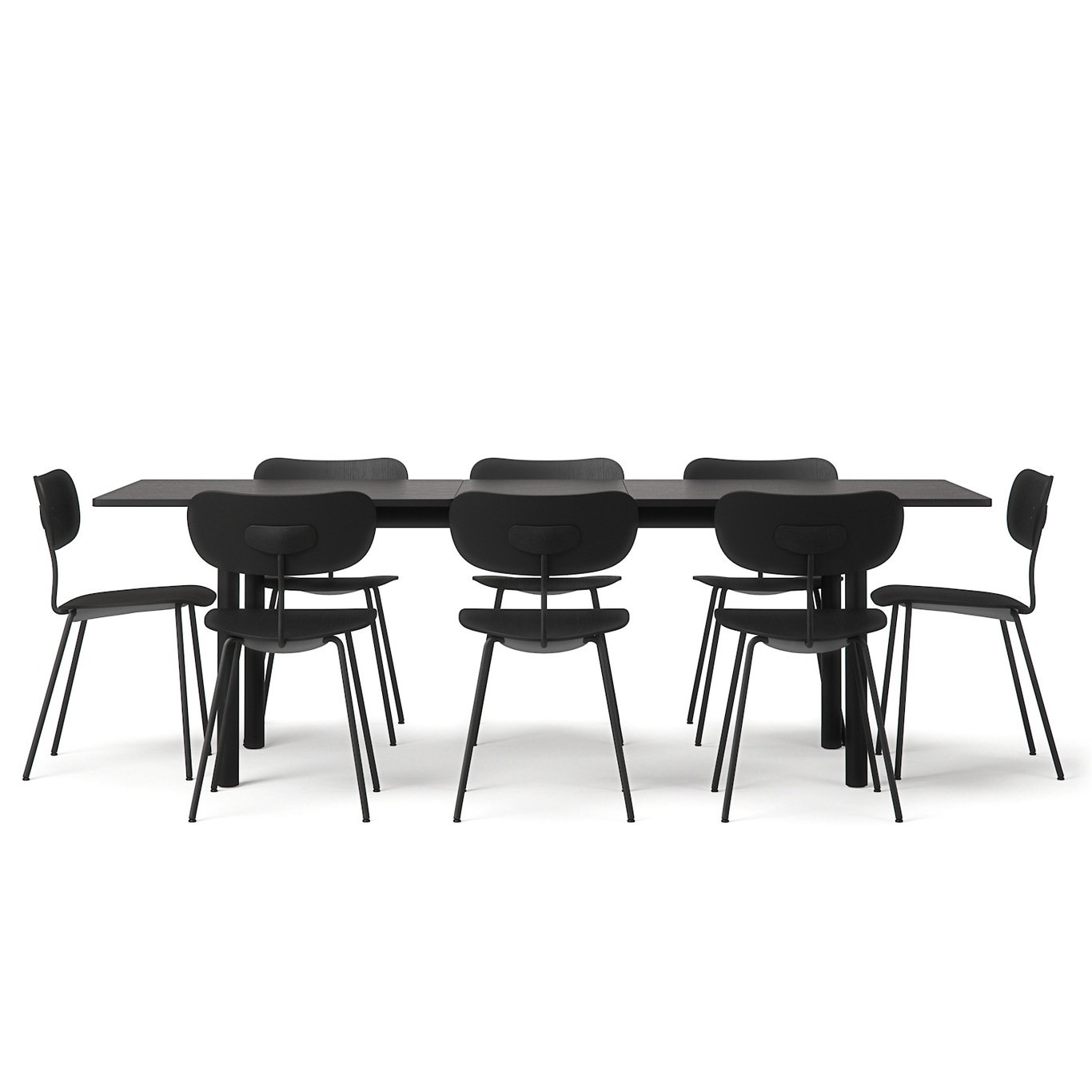 Milo/Habit Table Set 180+40 cm, Black / Black Oak