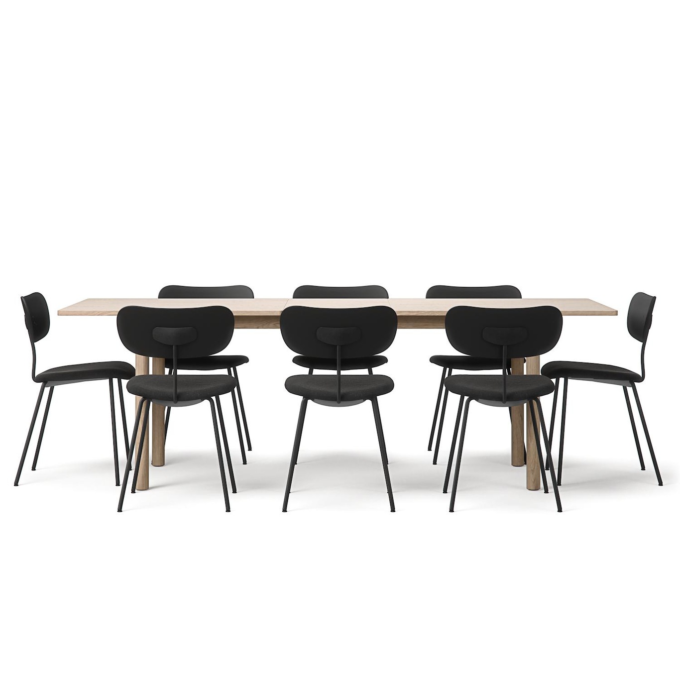 Milo/Habit Table Set 180+40 cm, Natural / Black Velvet