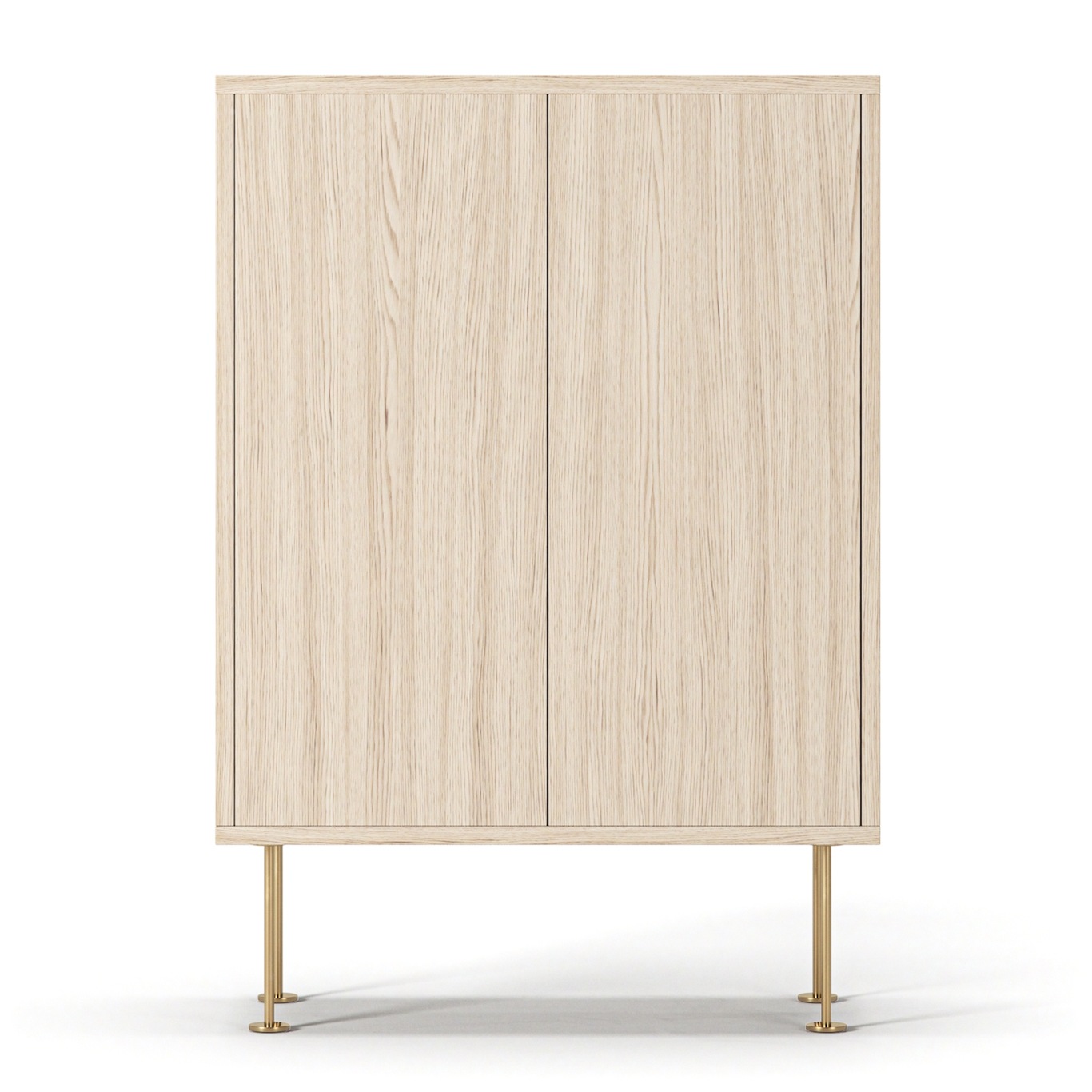 Vogue 64 Cabinet, White Pigmented Oak / Brass