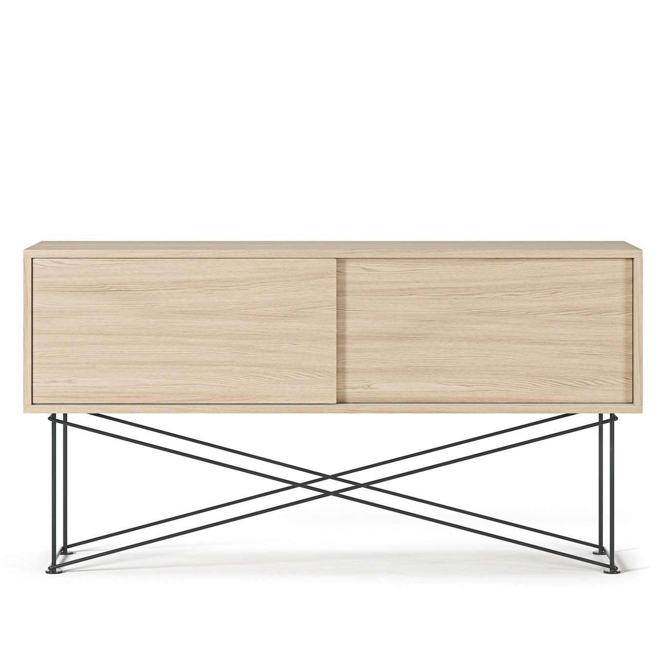 Vogue Media Bench With Stand 136 cm, White Oak / Black