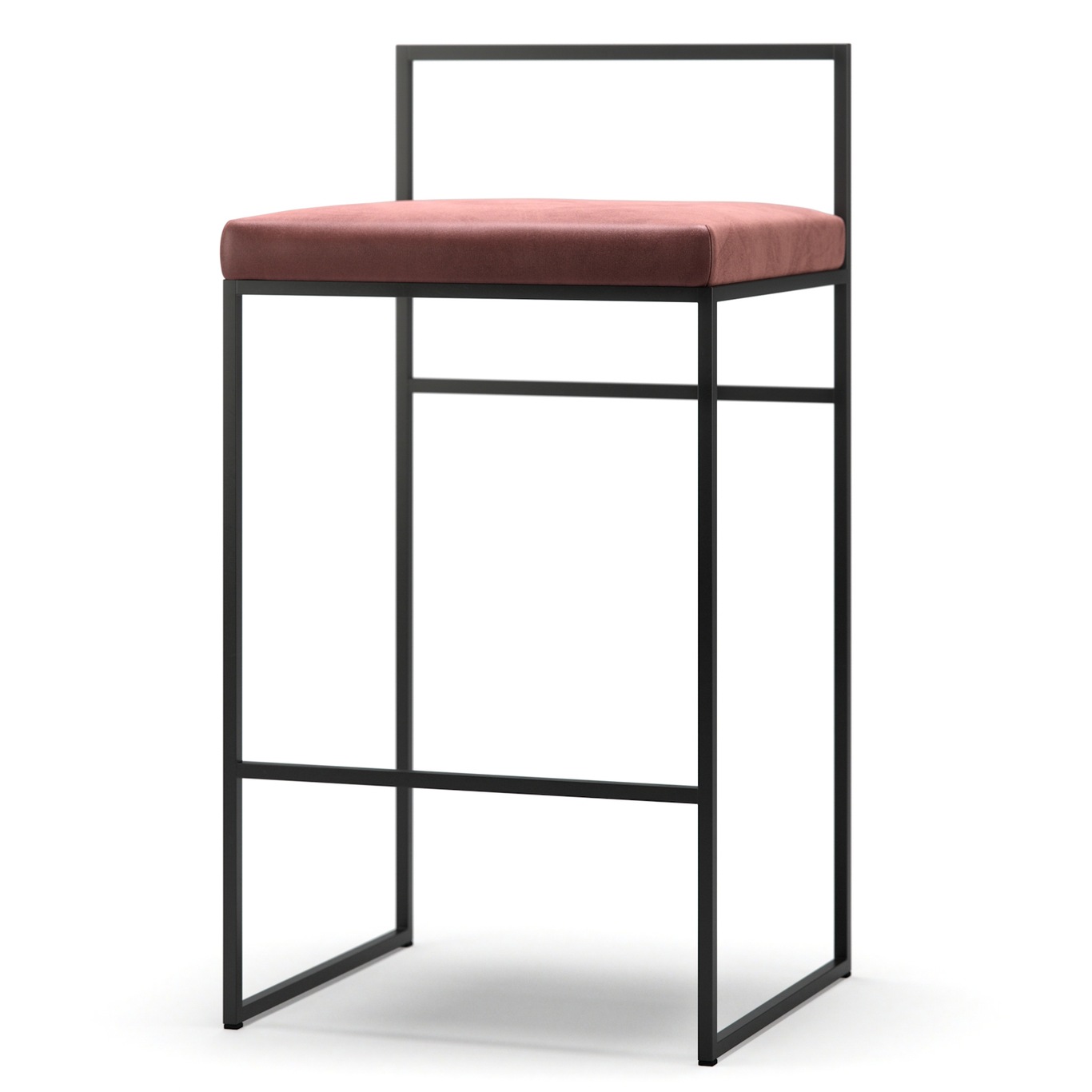 Bar Stool With Backrest 80 cm, Black / Rust Velvet