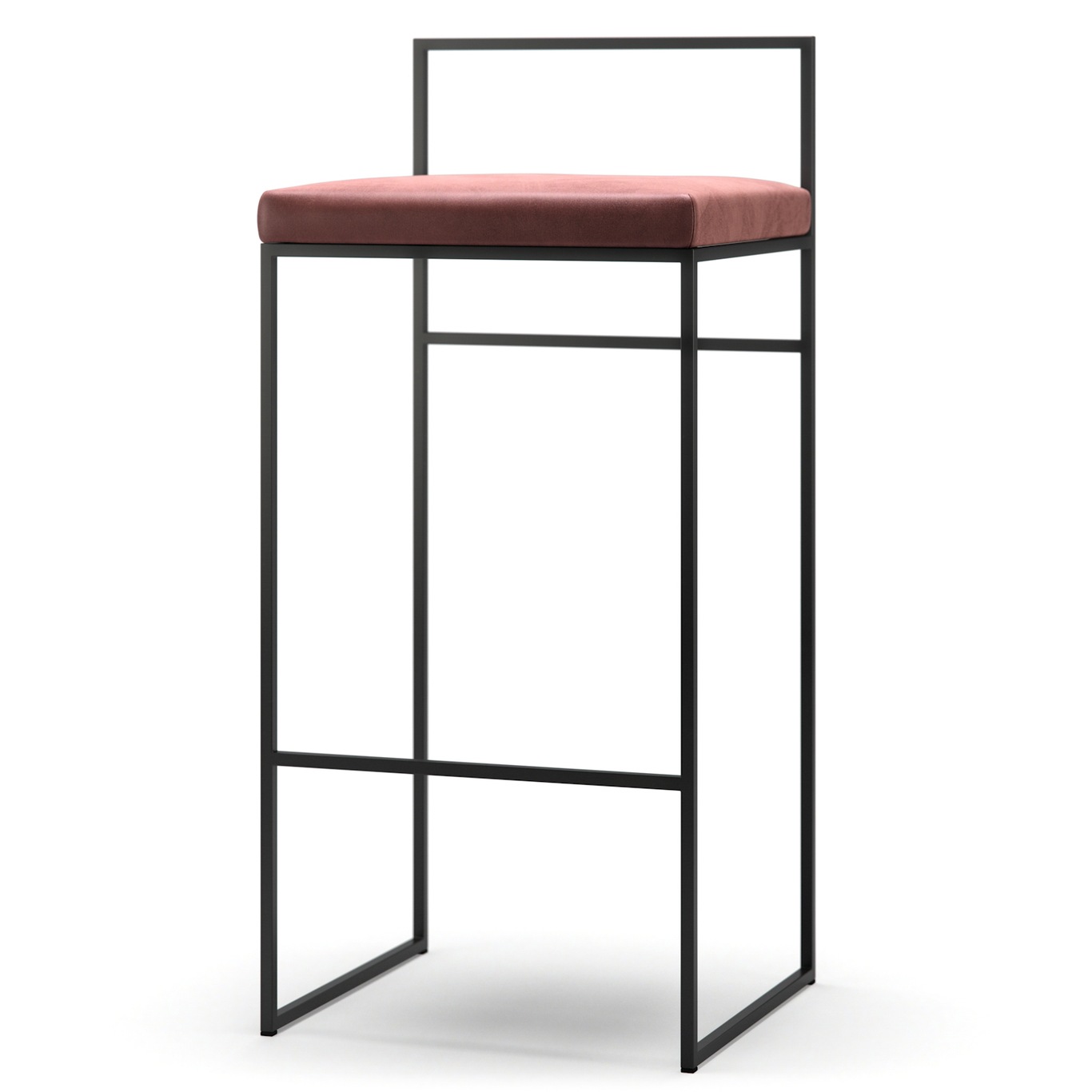 Bar Stool With Backrest 90 cm, Black / Rust Velvet
