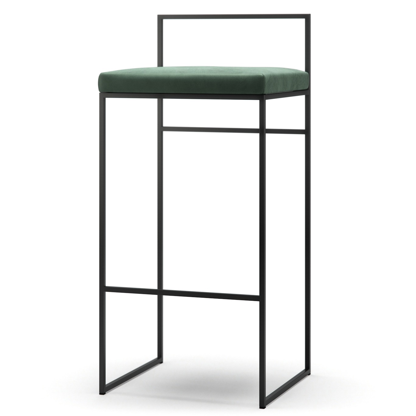 Bar Stool With Backrest 90 cm, Black / Green Velvet