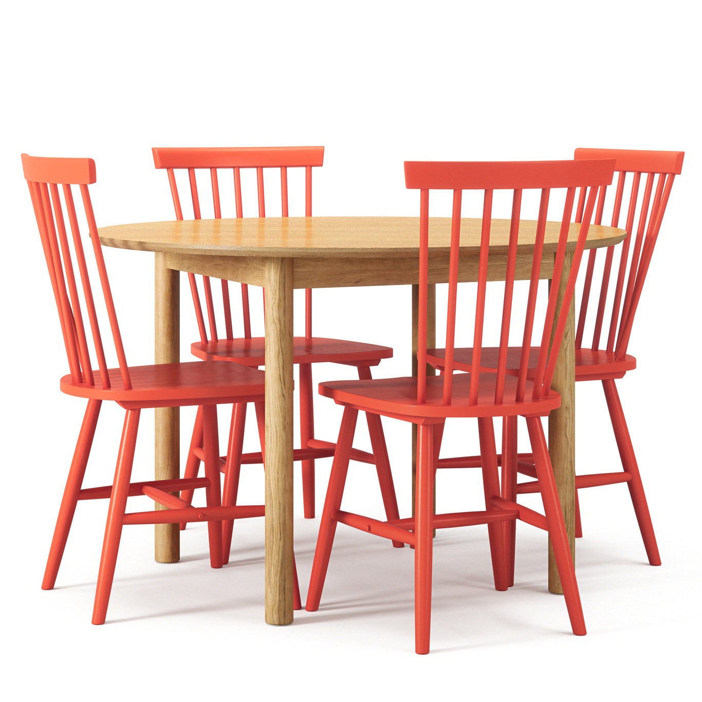 Wood Table Set, Oak / Orange