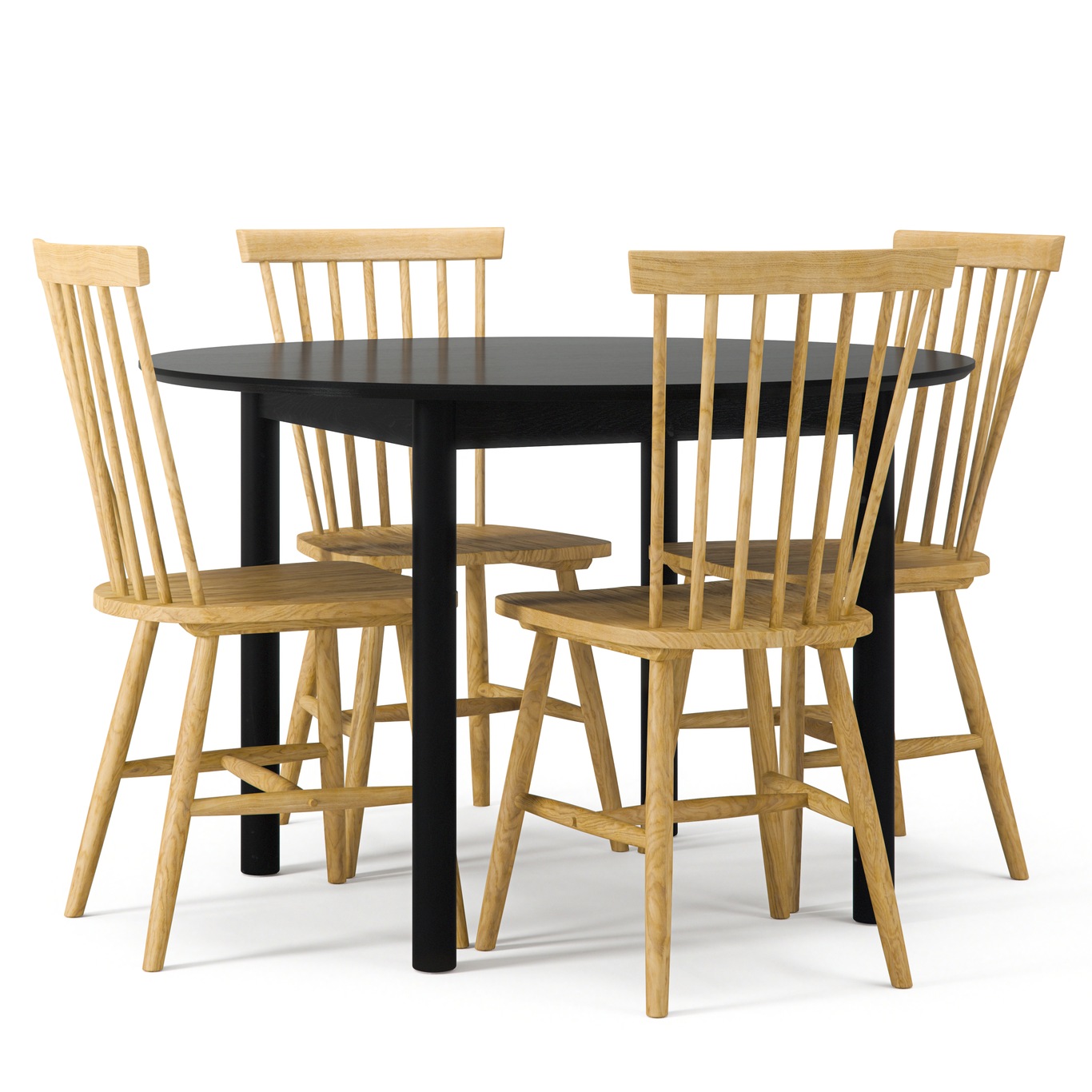 Wood Table Set, Black / Oak
