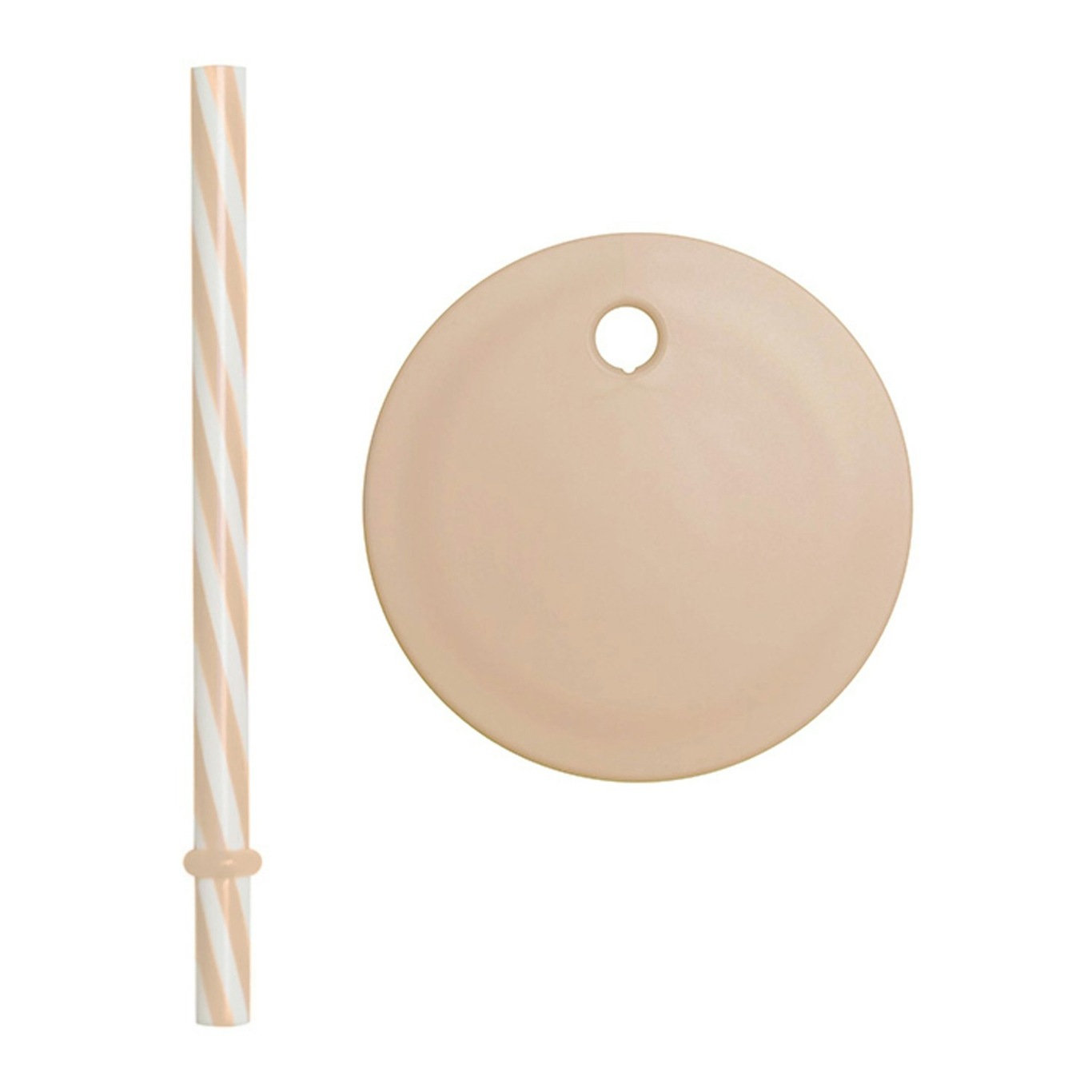 Lid With Straw For Kids Coloured Eco Drinking Glass, Beige