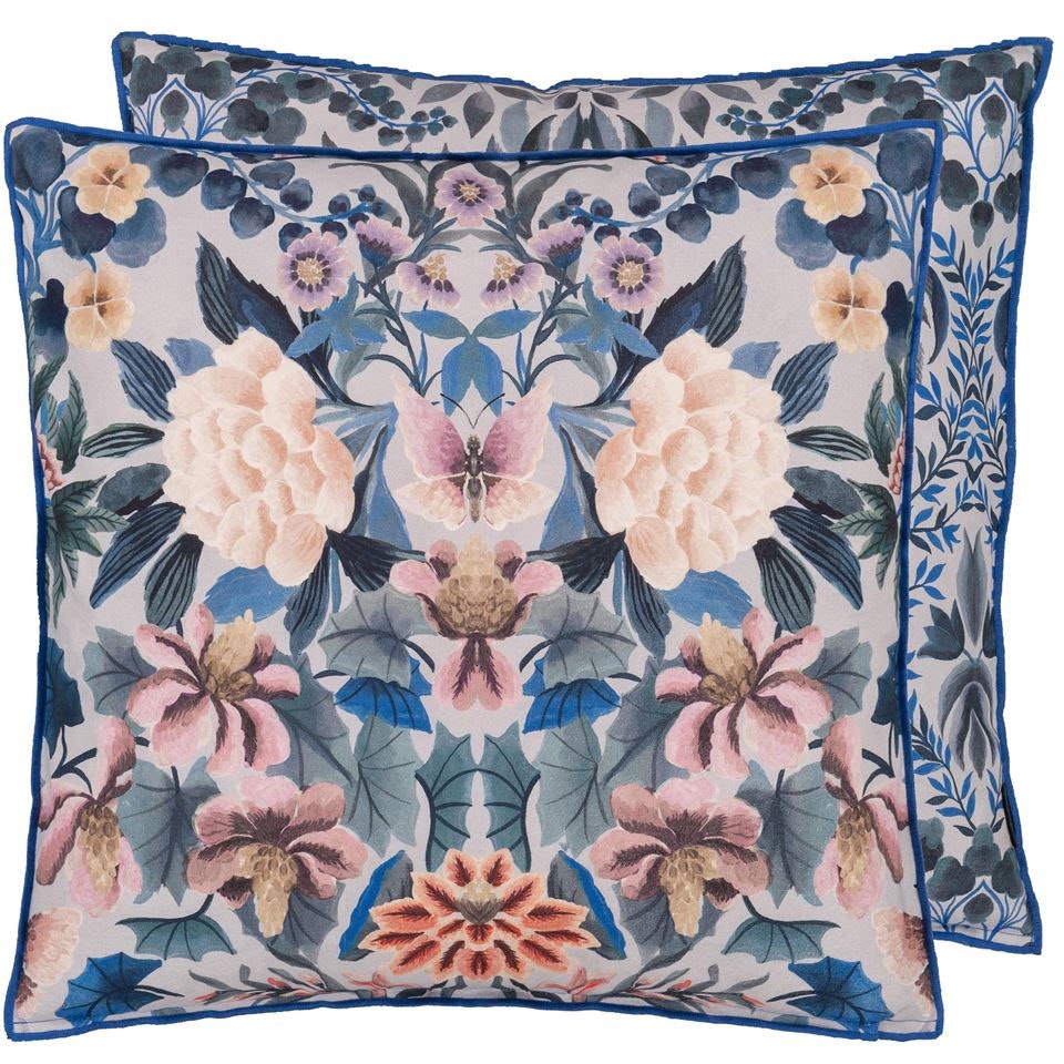 Ikebana Damask Cushion 50x50 cm, Slate Blue