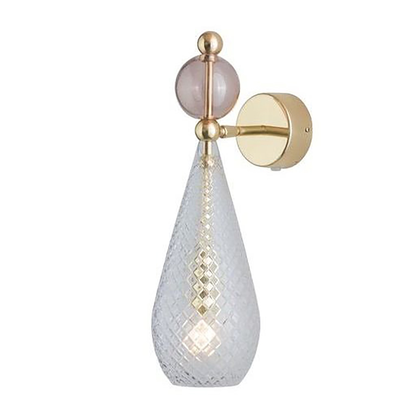 Smykke Wall Lamp, Crystal Check / Obsidian Ball / Shiny Gold