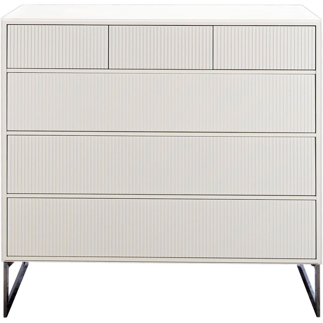 Line Chest Of Drawers 3+3 Drawers, White / Chrome