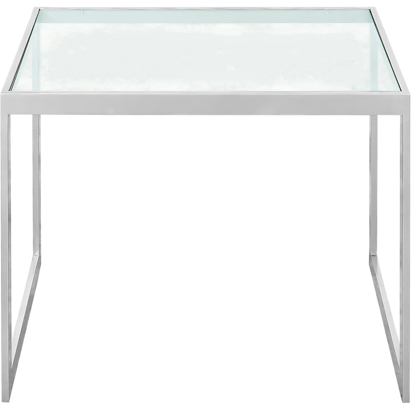Square Side Table 41x56x43 cm, Silver Grey/Glass